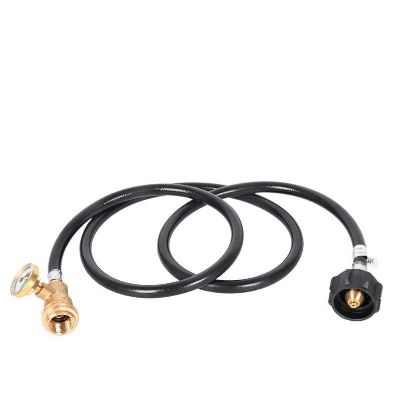 GGC 6 Feet Propane Tank Extension Hose with Gauge,LP Gas Hose Replacement for Grill Heater and Other, Male QCC/POL Fittings - Image 4